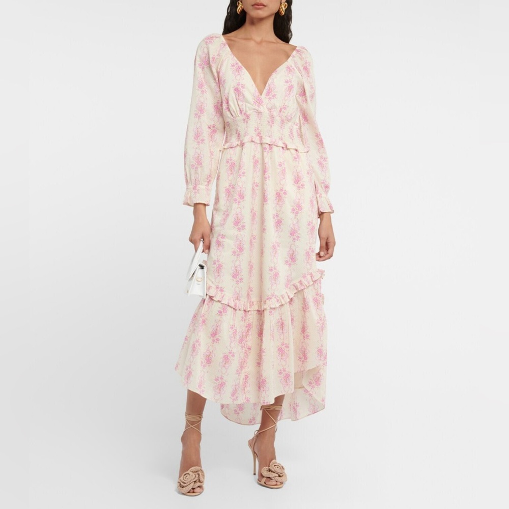 LoveShackFancy Firefly Floral Cotton Midi Dress- NWT